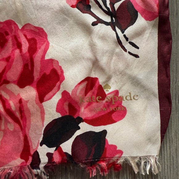 Kate Spade 100% Silk Rose Print Long Scarf - Picture 3 of 4